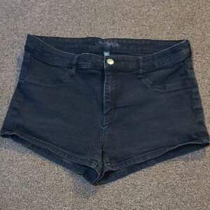 High-Waisted Black Jean Shorts with Clean-Cut Hem